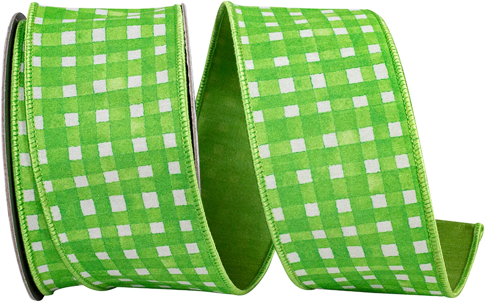 Watercolor Check Deluxe Dupioni Backed Wired Edge Ribbon - Image 4