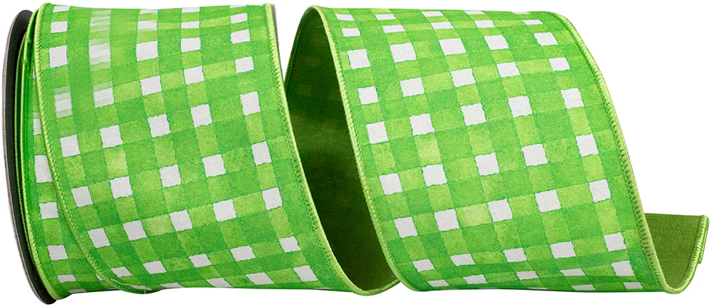 Watercolor Check Deluxe Dupioni Backed Wired Edge Ribbon - Image 5