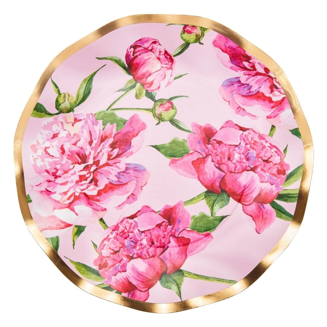 Wavy Salad Plate Pink Peonies - Image 3