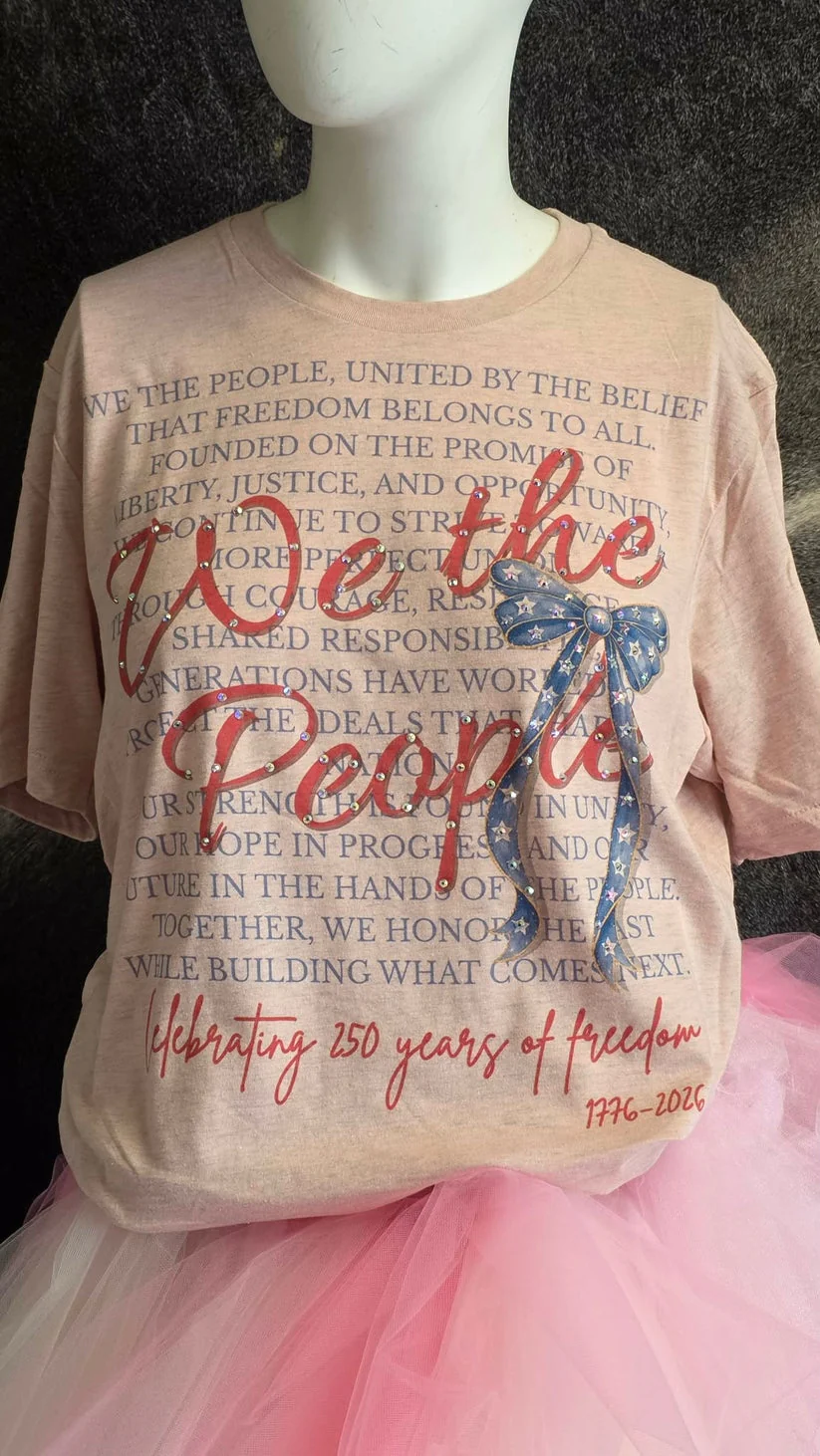 We The People T-Shirt in Heather Prism Peach - Image 4