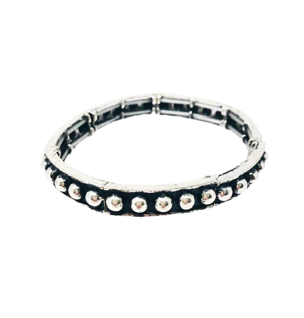 Western Silver Metal Bubble Stretch Bracelet - Image 4