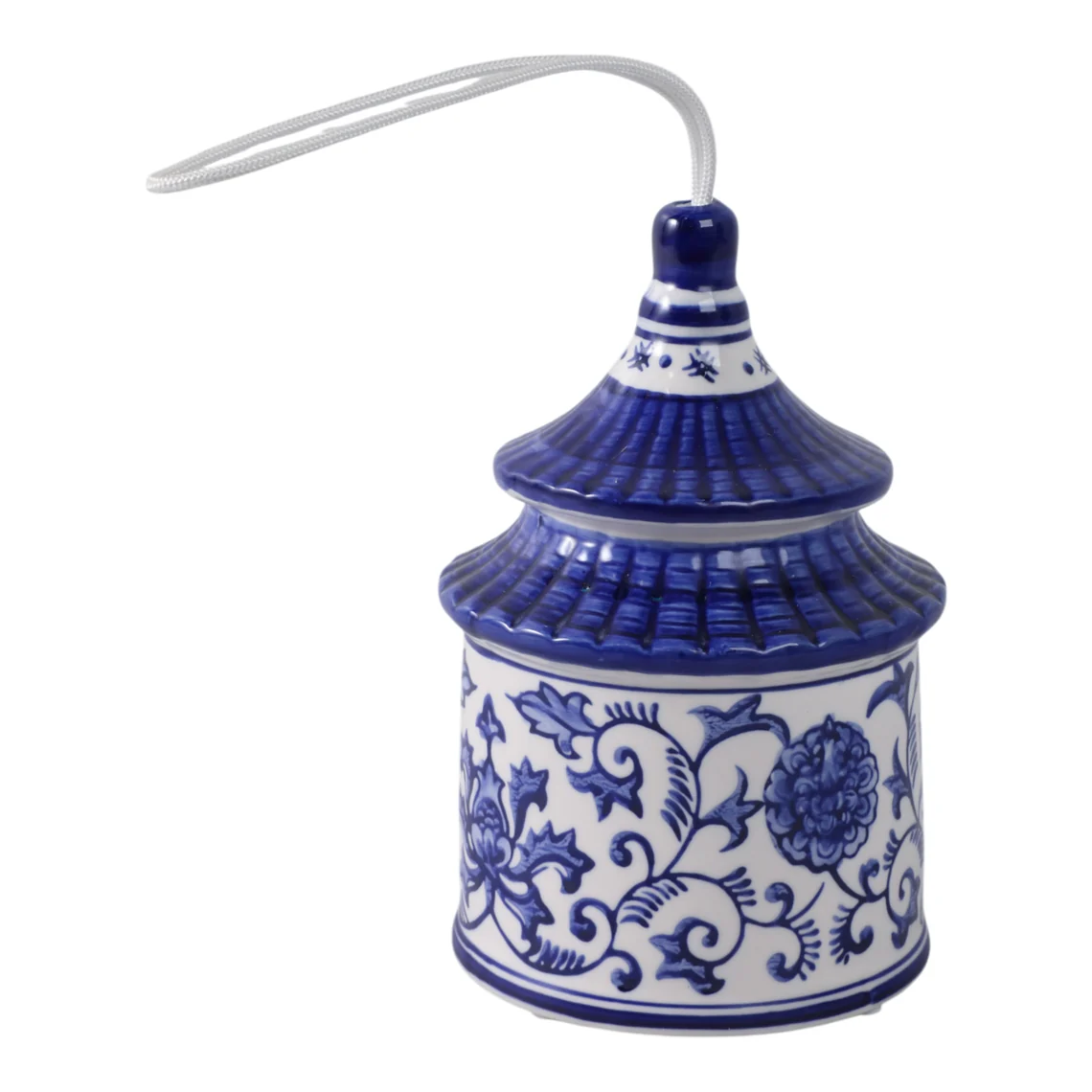 White/Blue Ceramic Chinoiserie Pagoda Bird House - Image 5
