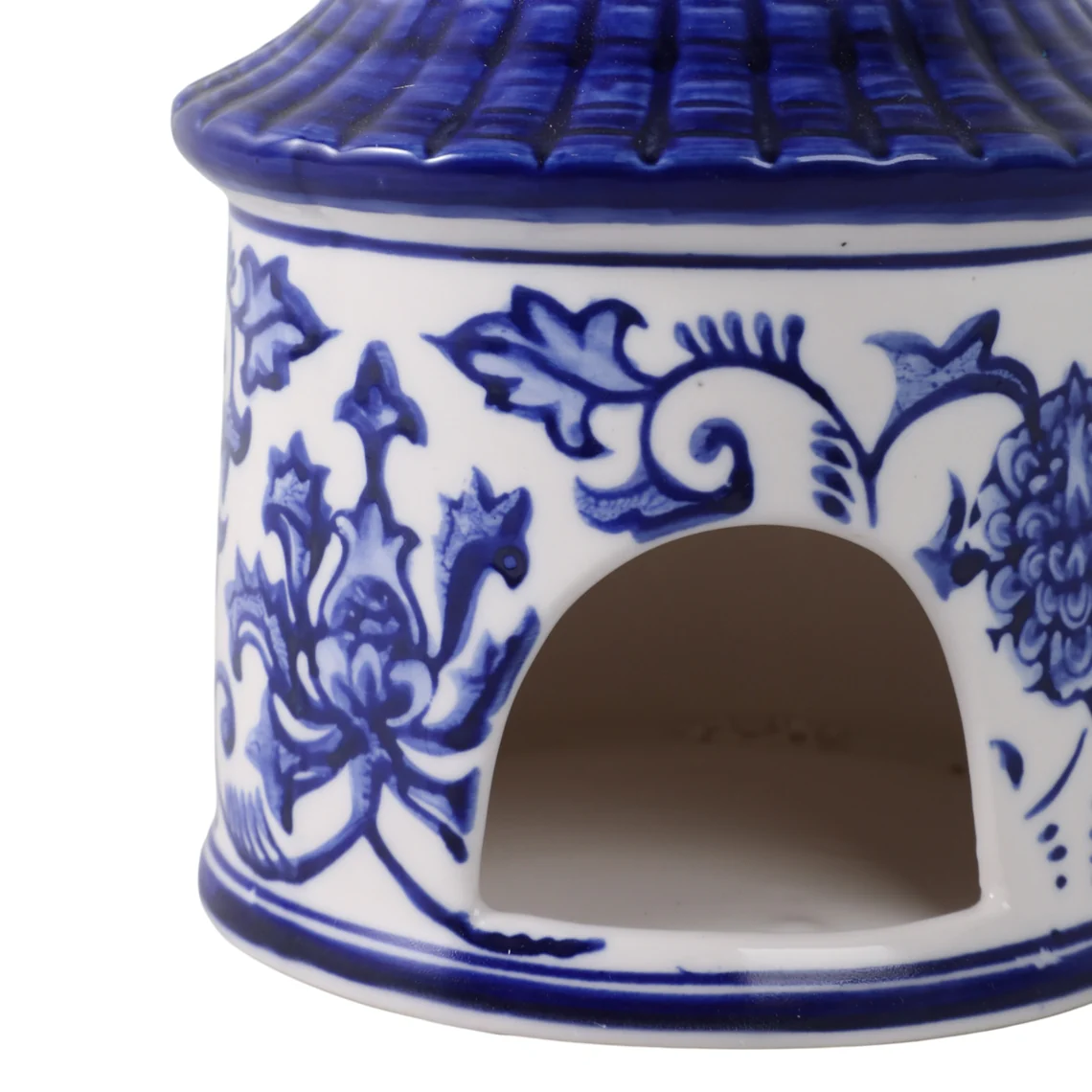 White/Blue Ceramic Chinoiserie Pagoda Bird House - Image 8