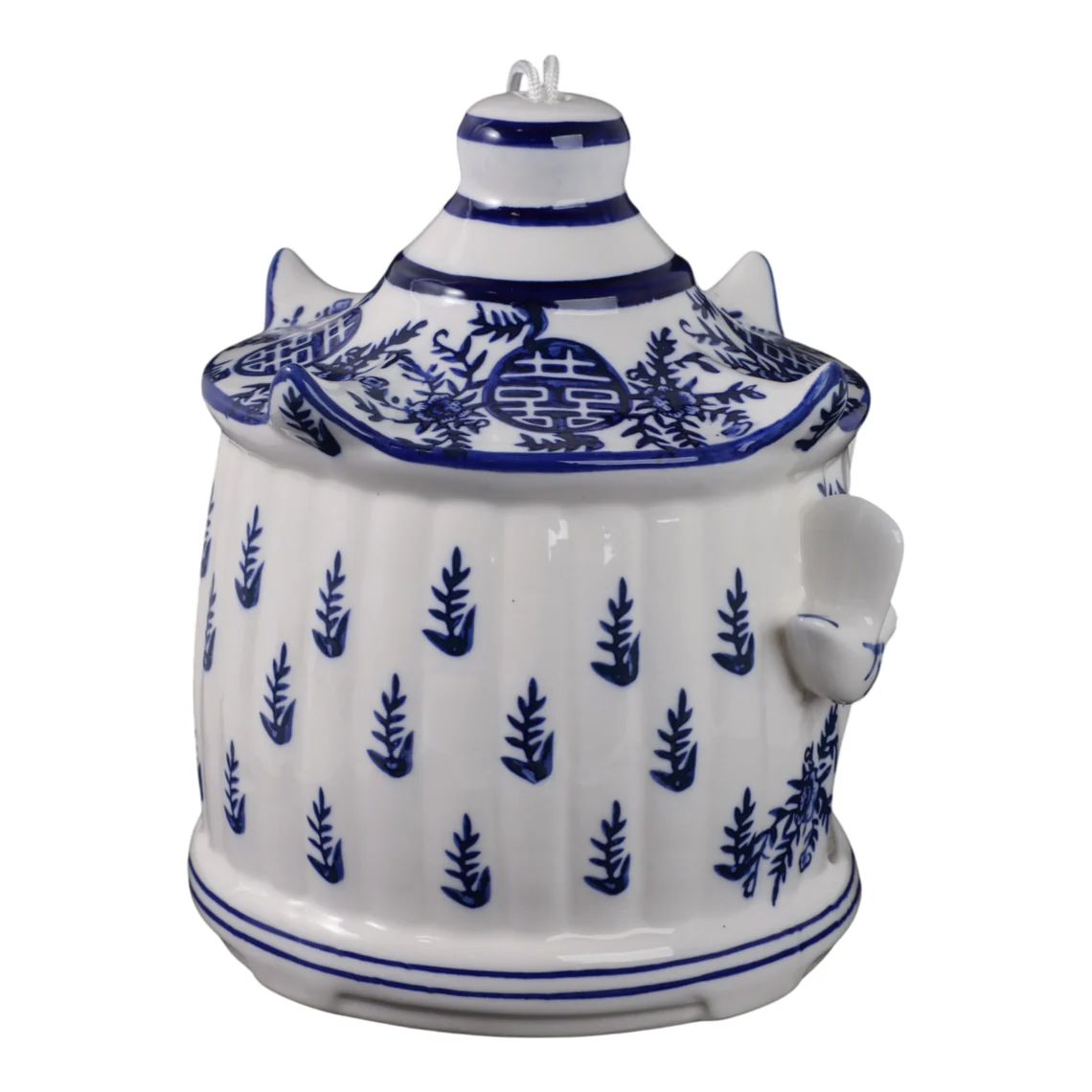 White/Blue Chinoiserie Large Pagoda Bird House - Image 11