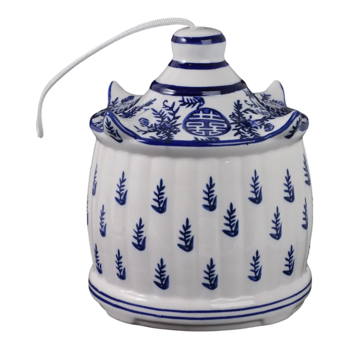 White/Blue Chinoiserie Large Pagoda Bird House - Image 12