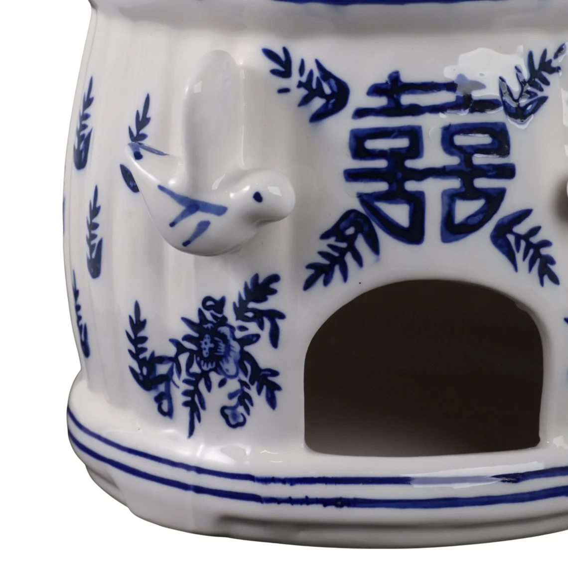 White/Blue Chinoiserie Large Pagoda Bird House - Image 13