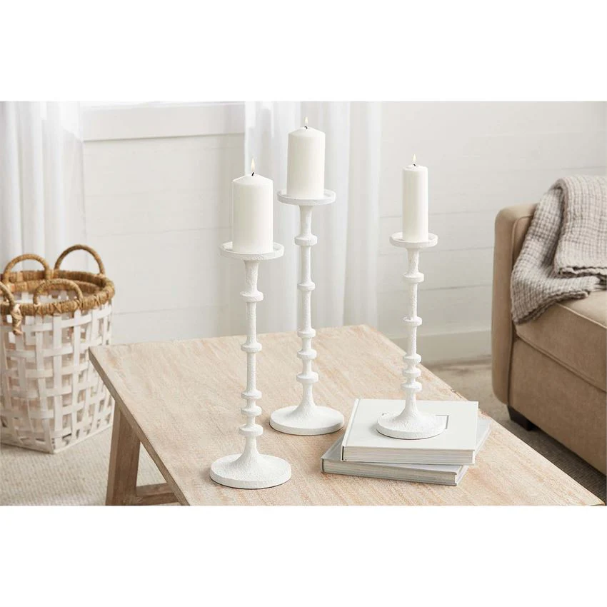 White Metal Candlesticks - Image 3