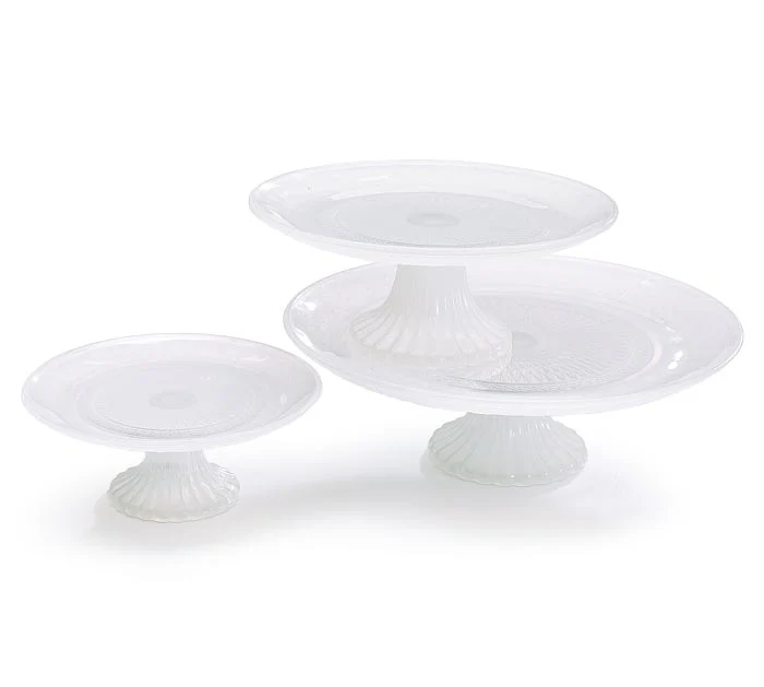 White Milk Glass Cake Plate - Image 2