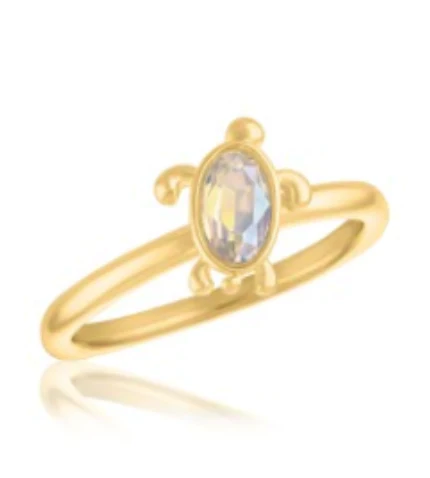 White Opal CZ Turtle Layers Ring