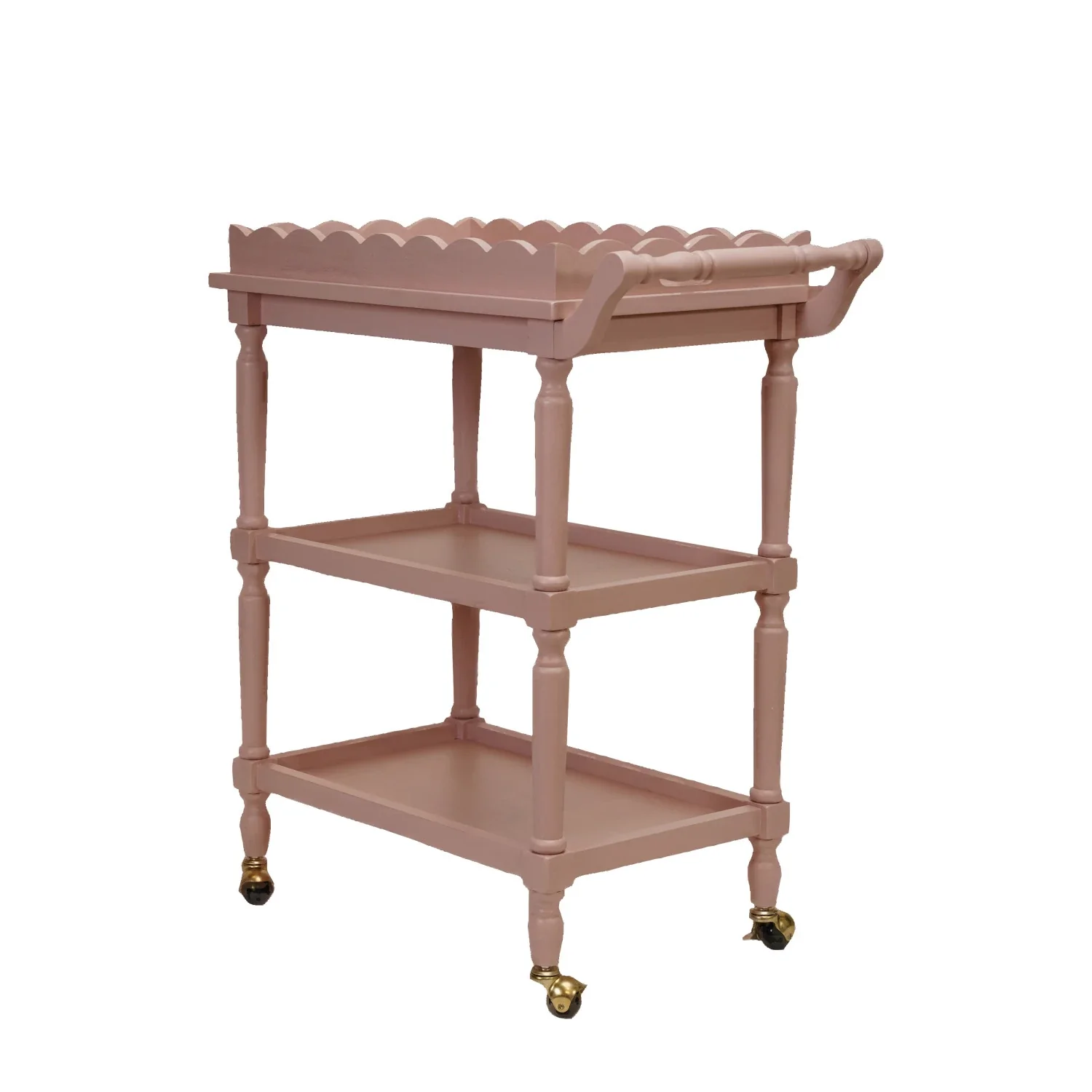 Wood 3-Tier Bar Cart on Casters With Removable Tray Set - Image 2