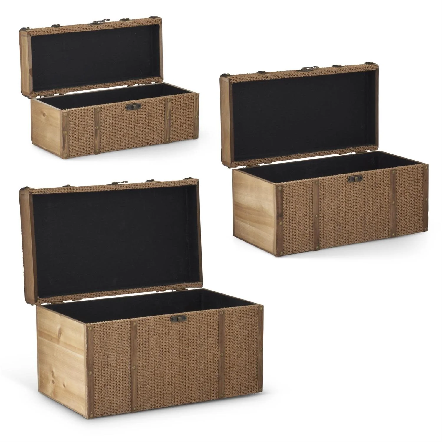 Wood & Woven Jute Nesting Chest - Image 2