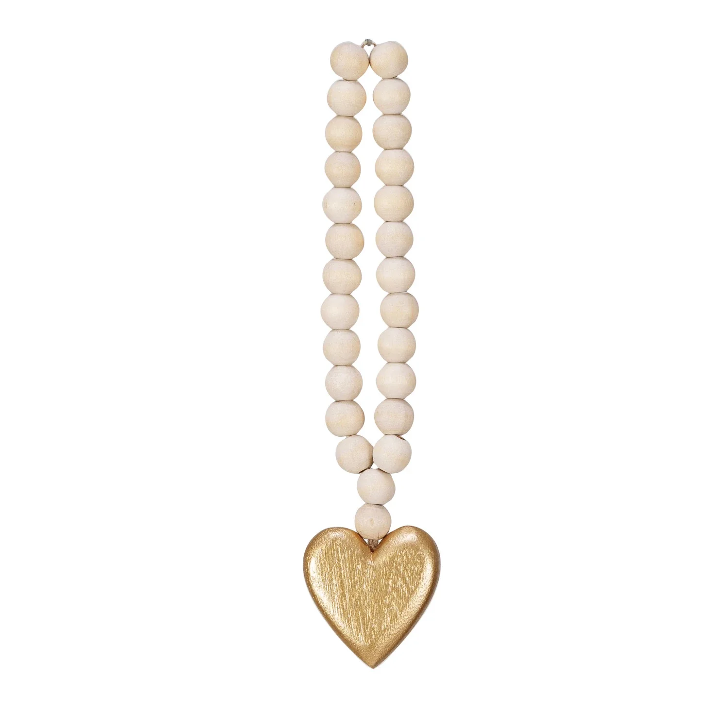 Wooden Beads Garland with Gold Heart