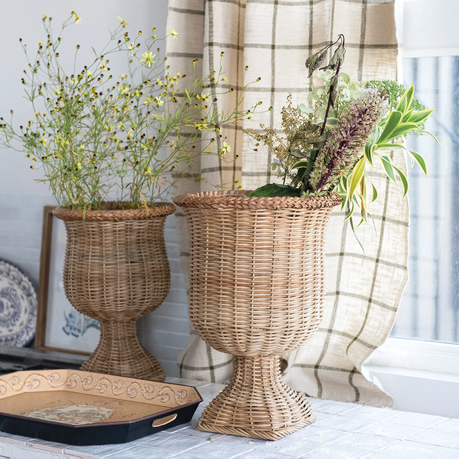 Woven Rattan Urns Natural - Sold Individually - Image 2