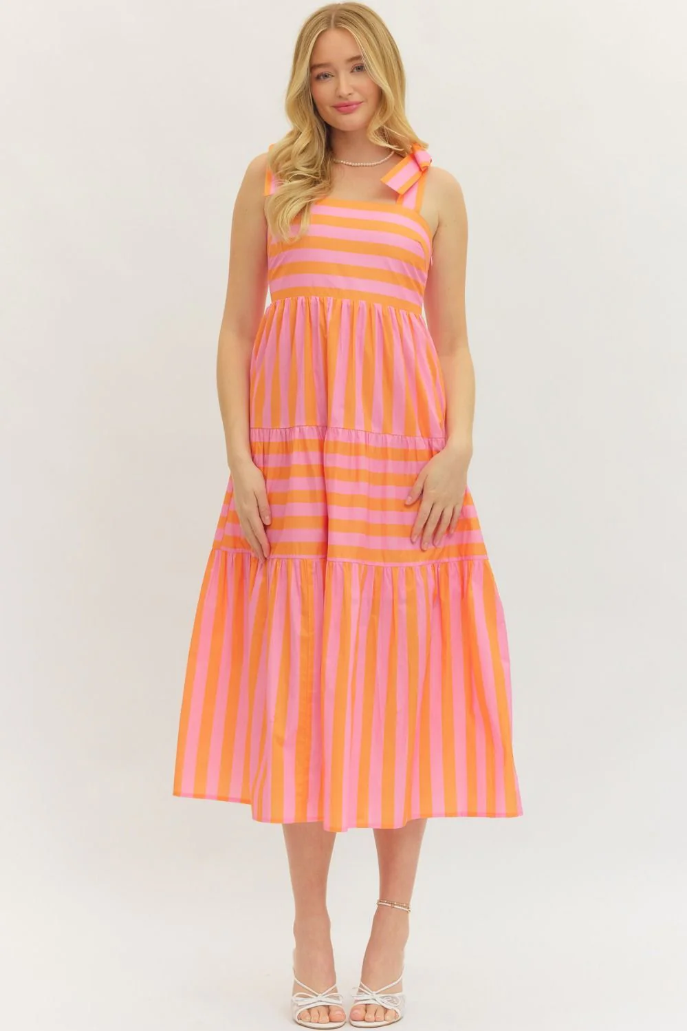 Zariyah Striped Sleeveless Midi Dress