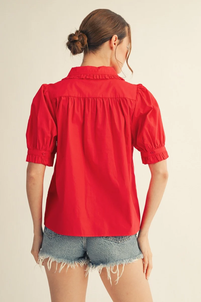 Zoe Peter Pan Collard Button Down Top - Image 2